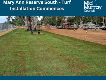 Mary Ann Reserve South - Turf installation Commences